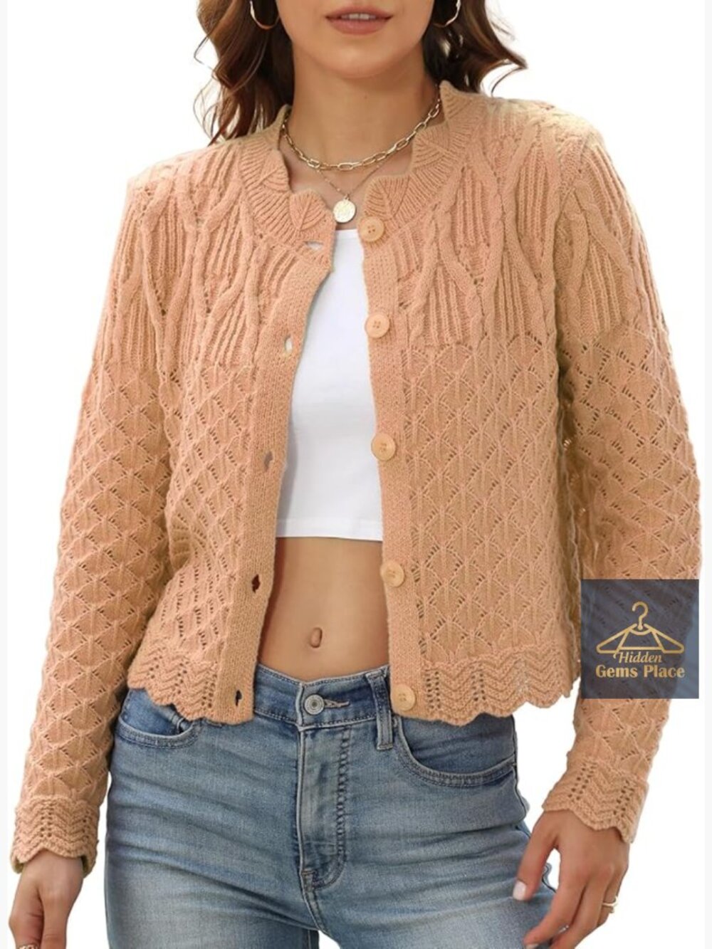 Cropped Cardigan Women Long Sleeve Button Up Fall Winter Knit Sweater